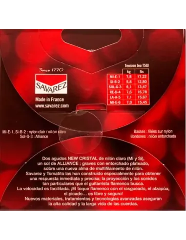 Juego Cuerdas SAVAREZ Tomatito Tensión Normal T50R