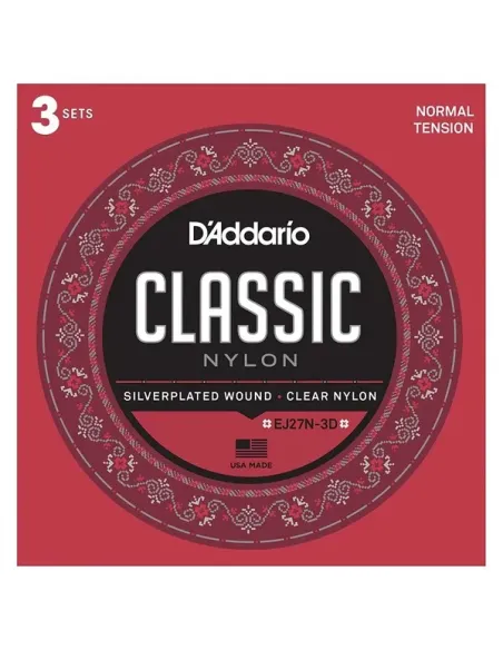Pack 3 Juegos Cuerdas D’Addario EJ27N-3D Classic - Tensión Normal