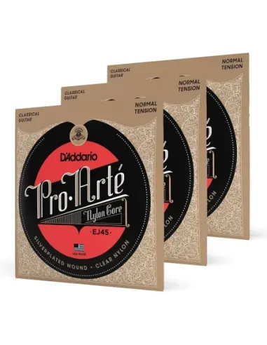 Pack 3 Juegos Cuerdas D’Addario EJ45-3D Pro Arte - Tensión Normal