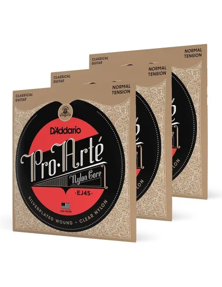 Pack 3 Juegos Cuerdas D’Addario EJ45-3D Pro Arte - Tensión Normal