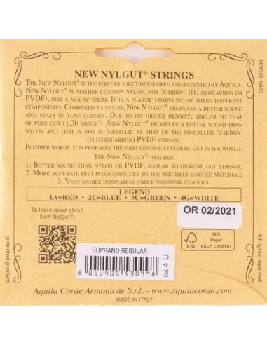 Juego AQUILA ukelele soprano New Nylgut 4U