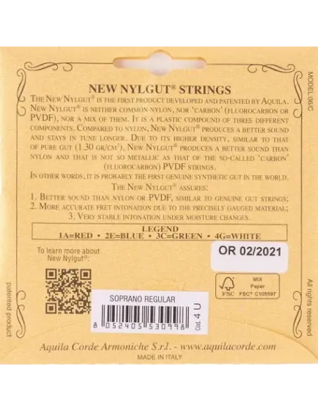 Juego AQUILA ukelele soprano New Nylgut 4U