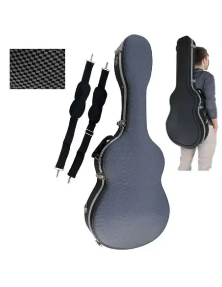 Estuche Guitarra Clásica Cibeles C230.015G | ABS Carbono Gris/Negro | Diseño de Cuadros