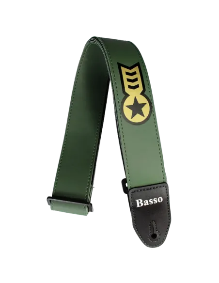 Correa Basso para Guitarra y Bajo Serie Serigrafiada Verde Militar SF127