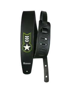Correa Basso para Guitarra y Bajo Serie Vintage Negra con Emblema VTLBLK
