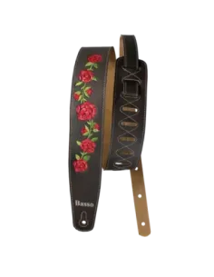 Correa Basso para Guitarra y Bajo Serie Vintage Marrón Flores VTFL02